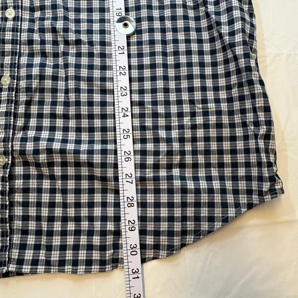 Banana Republic Soft Wash Navy Blue Gingham Check Cotton‎ Button Down Shirt XL